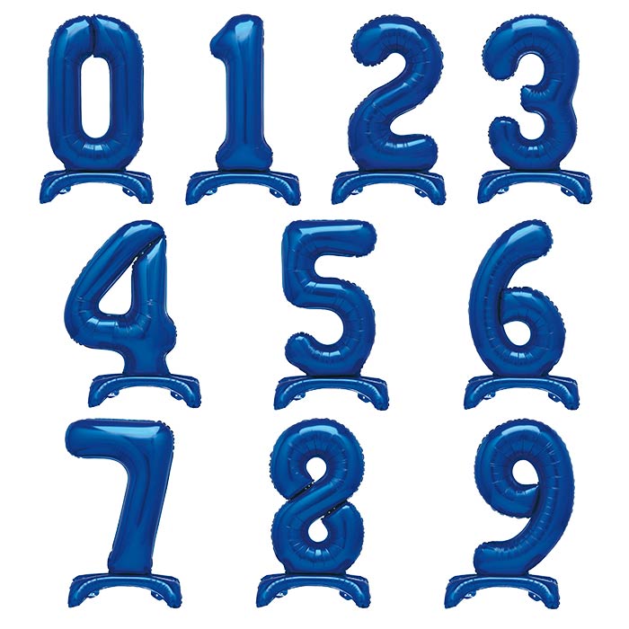 Standing Balloon Blue Air Filled Numbers 0-9 | Party Save Smile