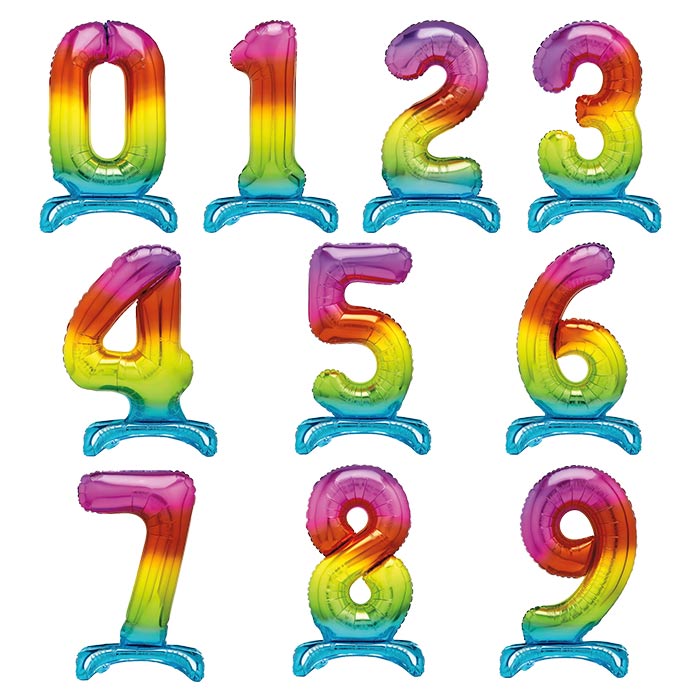 Standing Balloon Rainbow Air Filled Numbers 0-9 | Party Save Smile