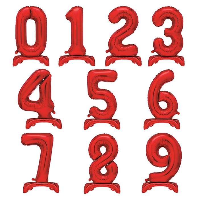 Red Standing Balloon Air Filled Numbers 0-9 | Party Save Smile