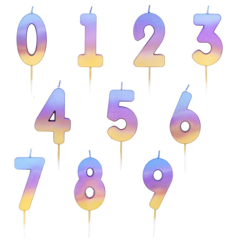 Rainbow Ombre Candle Number 0-9 | Party Save Smile