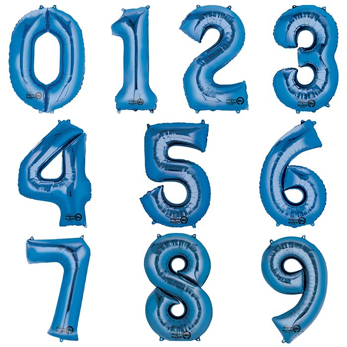 Blue Number Foil Balloons - Anagram 35 inch | Party Save Smile