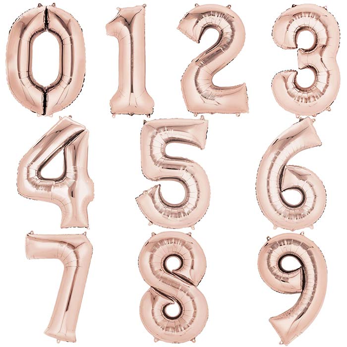 Rose Gold Number Balloons - Anagram 35 inch | Party Save Smile