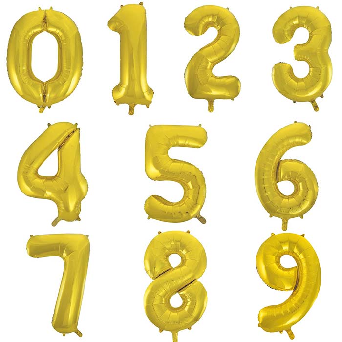 Gold Number Foil Balloons - Anagram 34 inch | Party Save Smile