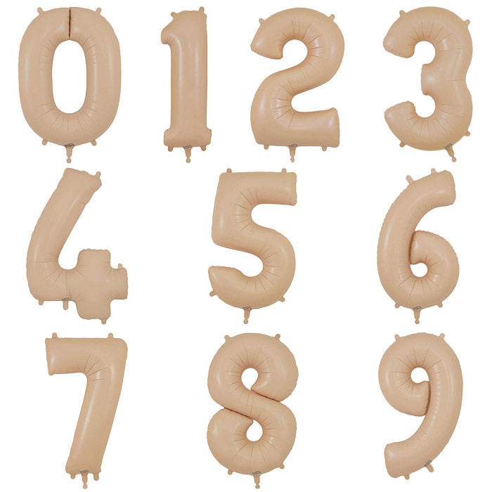 Matte Nude Number Balloons 0-9 | Party Save Smile