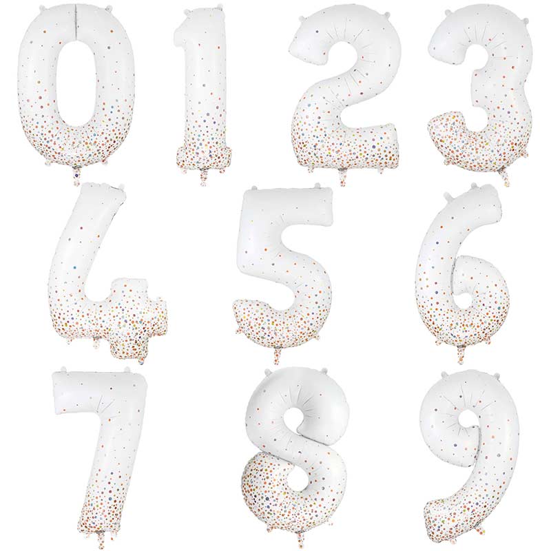 Rose Gold and White Number Balloons 0-9 34 Inches | Party Save Smile
