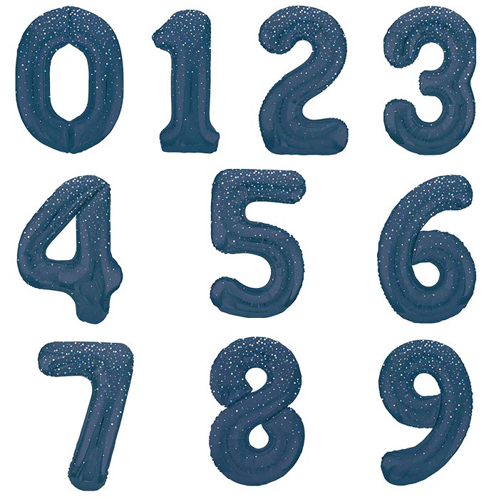 Navy Blue Dots Number Balloons 0-9 | Party Save Smile
