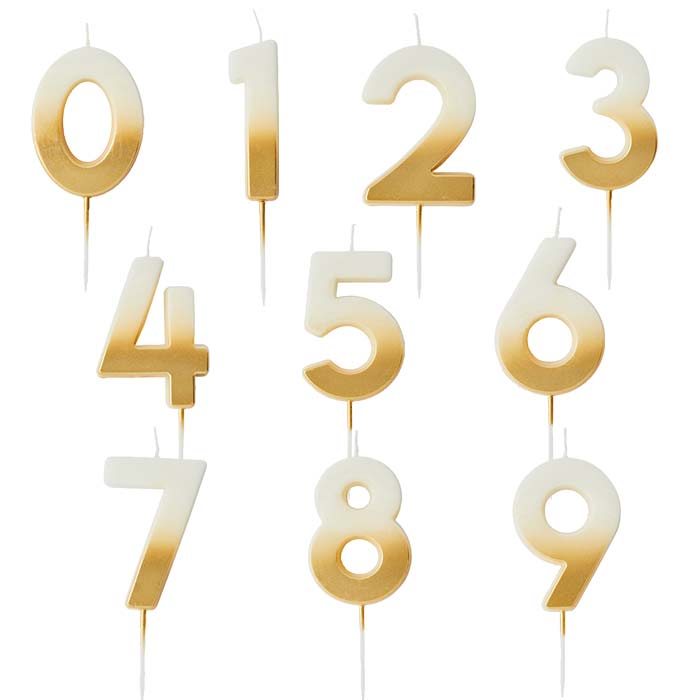 Gold Ombre Birthday Cake Number Candles 0-9 | Party Save Smile