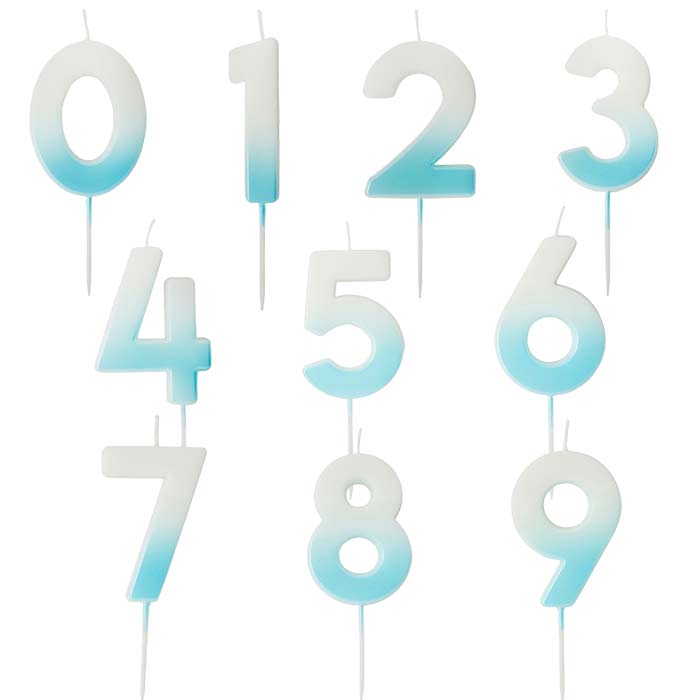 Blue Ombre Birthday Cake Number Candles 0-9 | Party Save Smile