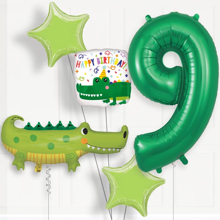 Alligator | Crocodile Birthday Balloon Package Choose Age - 9th Birthday Balloon Package | Party Save Smile