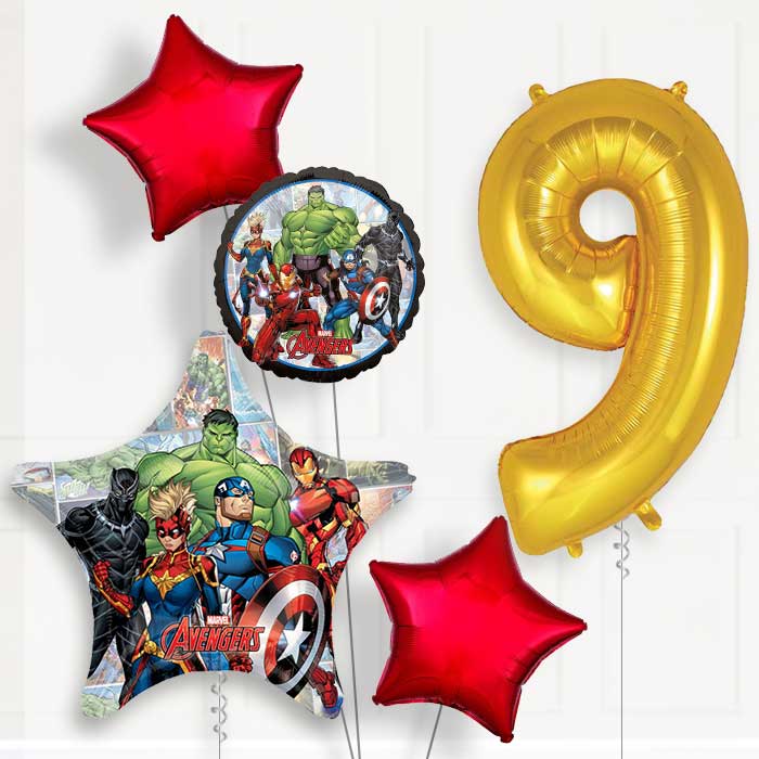 Marvel Avengers Birthday Balloon Package Choose Age - 9th Birthday Balloon Package | Party Save Smile