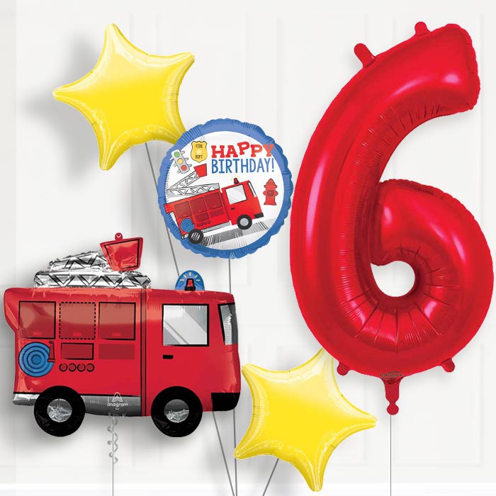 Fire Engine Birthday Balloon Package Choose Age - 9th Birthday Balloon Package | Party Save Smile