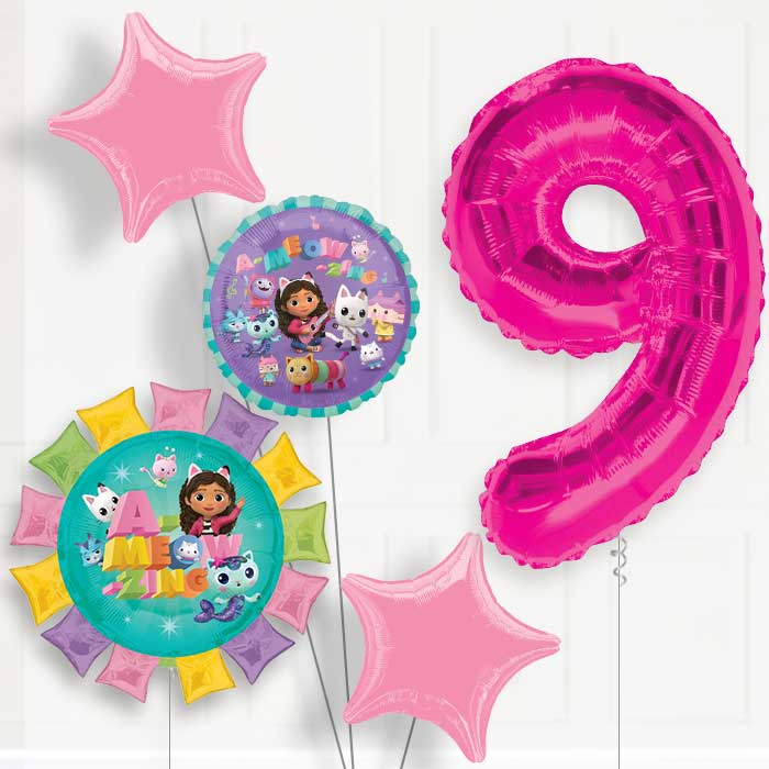 Gabbys Dollhouse Birthday Balloon Package Choose Age - 9th Birthday Balloon Package | Party Save Smile