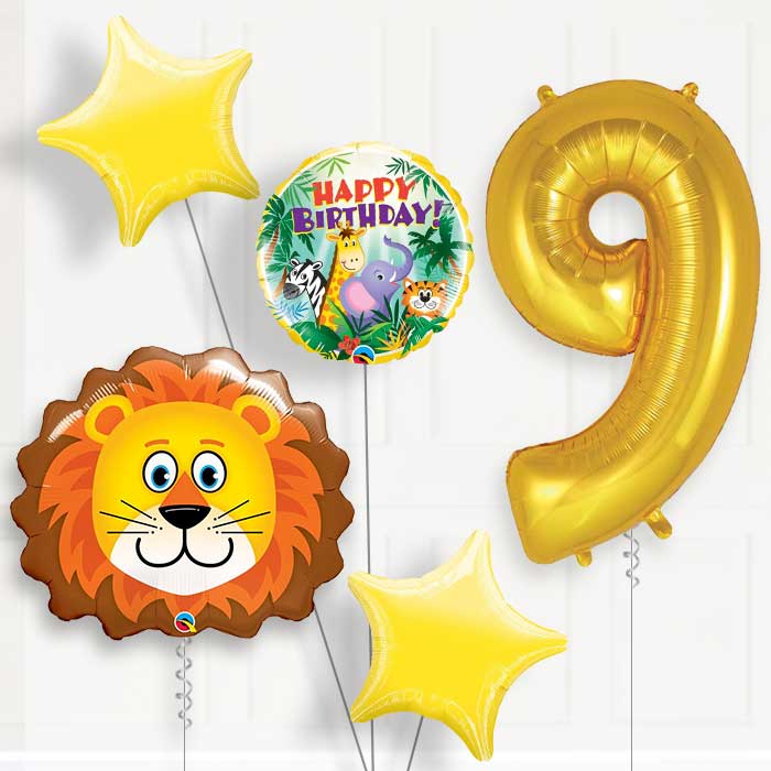 Lion Birthday Balloon Package Choose Age - 9th Birthday Balloon Package | Party Save Smile
