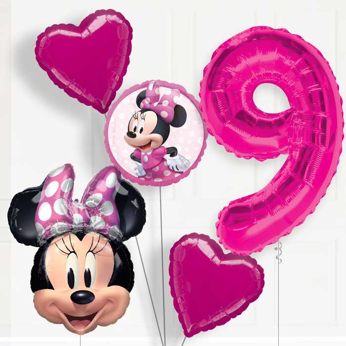 Minnie Mouse Birthday Balloon Package Choose Age - 9th Birthday Balloon Package | Party Save Smile