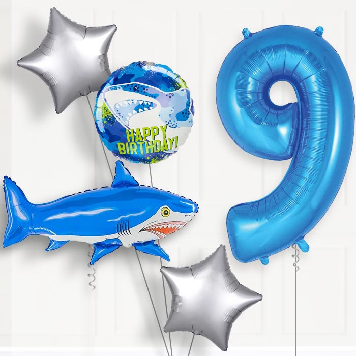 Shark Birthday Balloon Package Choose Age - 9th Birthday Balloon Package | Party Save Smile