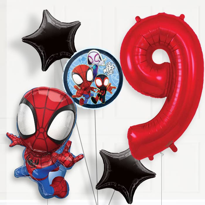 Spidey & Amazing Friends Birthday Balloon Package Choose Age - 9th Birthday Balloon Package | Party Save Smile