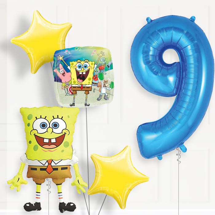 Spongebob Birthday Balloon Package Choose Age - 9th Birthday Balloon Package | Party Save Smile