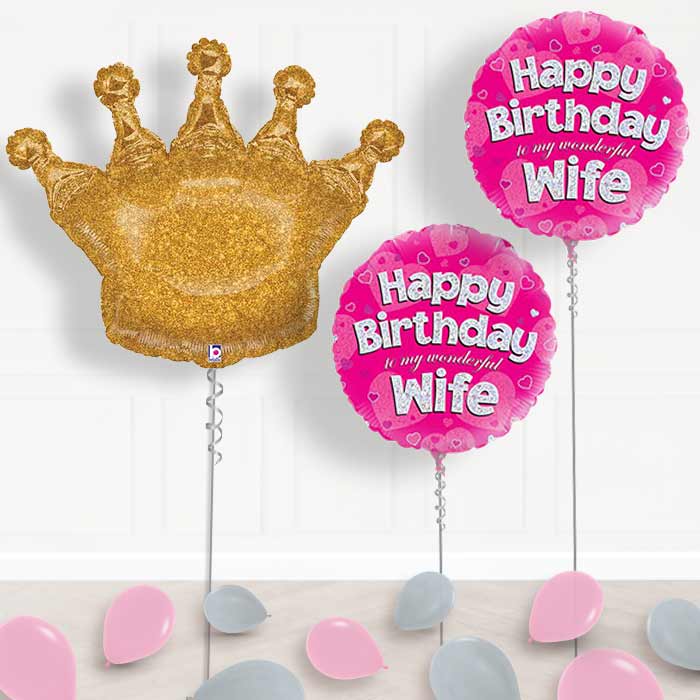 Happy Birthday Wife Balloons Package - Wife Balloon Package | Party Save Smile