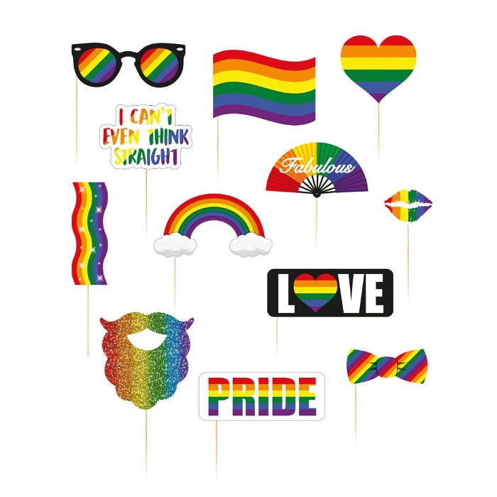 Pride Photo Props: Colourful Props Pack of 12 | Party Save Smile