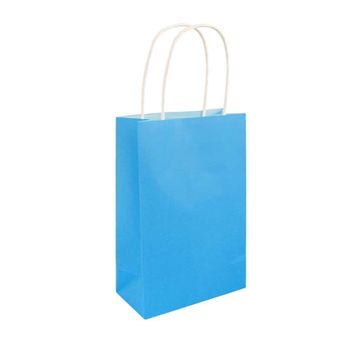 Neon Blue Paper Party Bags with Handles | Party Save Smile