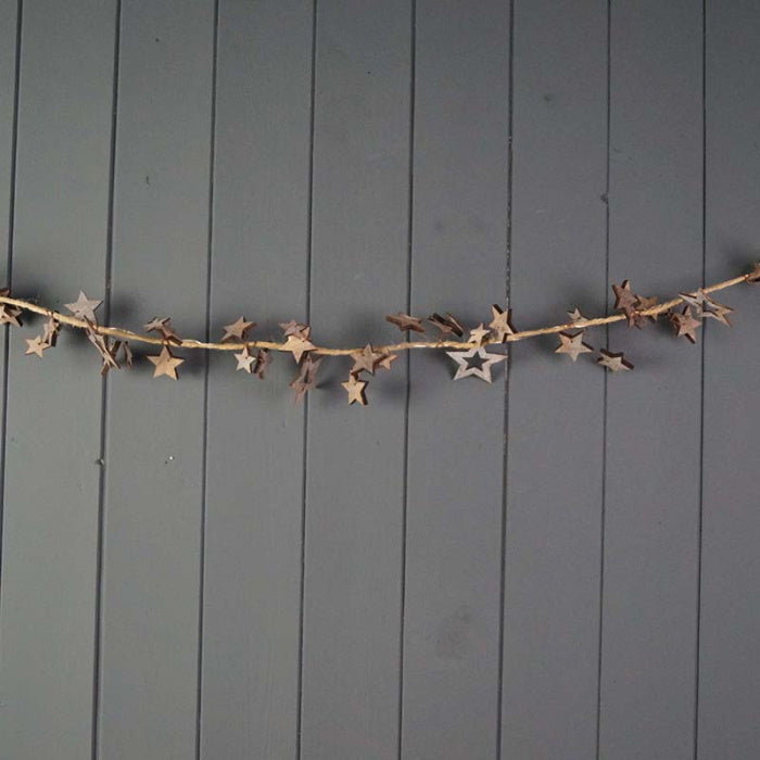 Rustic Wooden Star LED Garland 150cm | Party Save Smile