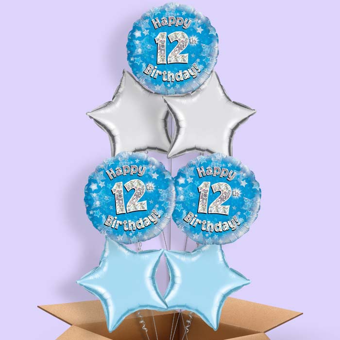 Blue 12th Birthday Helium Balloon in a Box - 7 Balloon | Party Save Smile