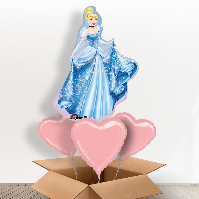 Giant Cinderella Helium Balloons in a Box Gift - With 3 Plain Balloons | Party Save Smile
