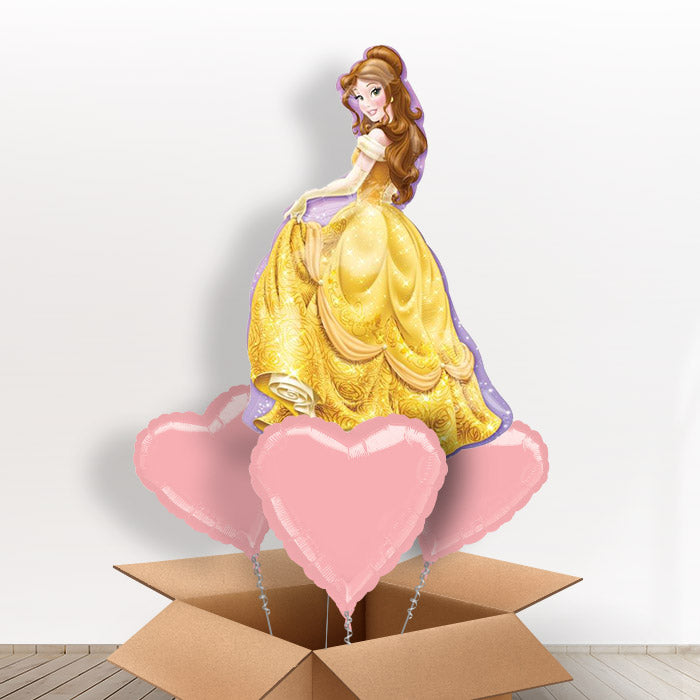 Giant Princess Belle Helium Balloons in a Box - With 3 Plain Balloons | Party Save Smile