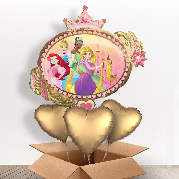 Disney Princess Crown Helium Balloon in a Box - With 3 Plain Balloons | Party Save Smile