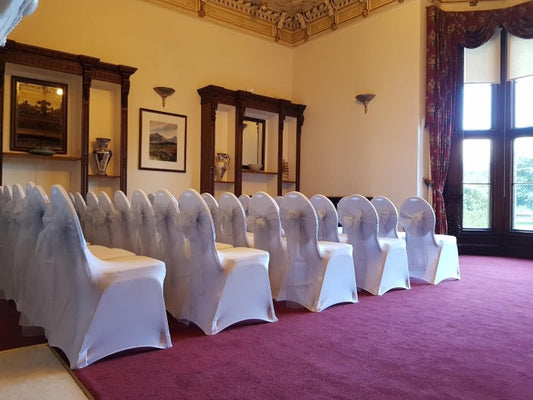 Wedding Chair Covers and Sashes, Beaumanor Hall, Woodhouse Eaves