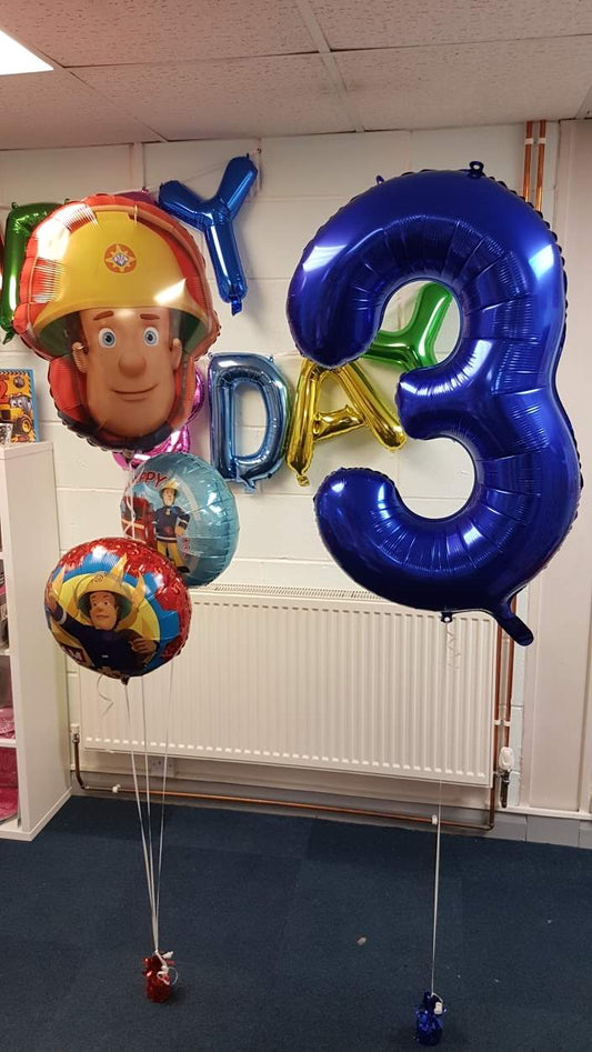 3rd Birthday Fireman Sam Helium Balloons, Hugglescote