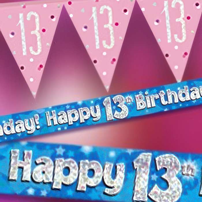 Colorful 13th Birthday Banners for Celebrating a Teenager's Special Day with Fun Designs
