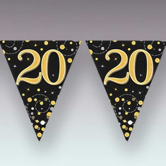 Vibrant 20th Birthday Decorations with Black and Gold Banner for a Memorable Celebration