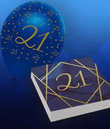 Blue and Gold 21st Birthday Decorations & Supplies