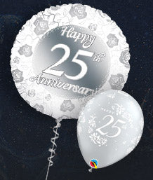 25th Wedding Anniversary Balloons | Silver Anniversary Balloons | Party Save Smile