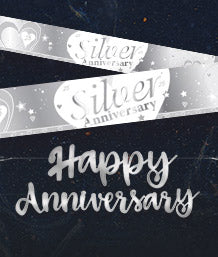 25th Wedding Anniversary Banner | Silver Anniversary Banners | Party Save Smile