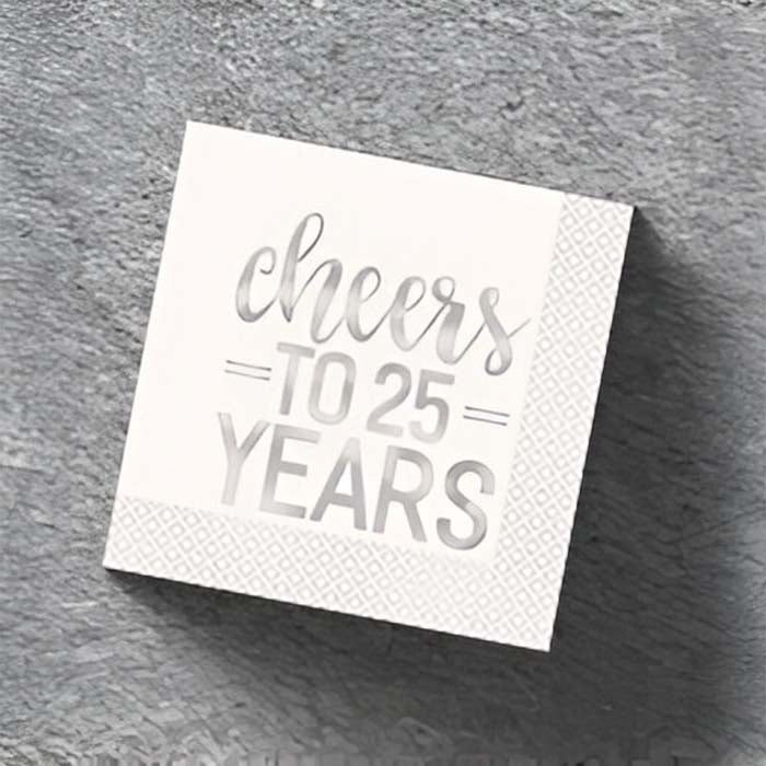 25th Anniversary Napkins | 25th Wedding Anniversary Napkins | Party Save Smile