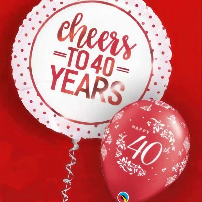 40th Wedding Anniversary Balloons | Ruby Anniversary Balloons | Party Save Smile