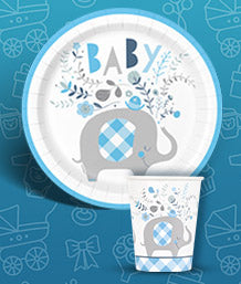 Blue Baby Boy Christening Party Decorations and Tableware Supplies.