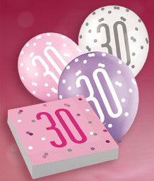 Pink Glitz 30th Birthday Party Supplies | Balloon | Decoration | Pack