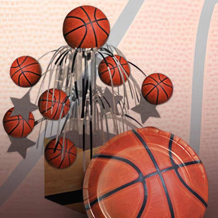 Basketball Theme Party Supplies including balloons and decorations for a festive celebration