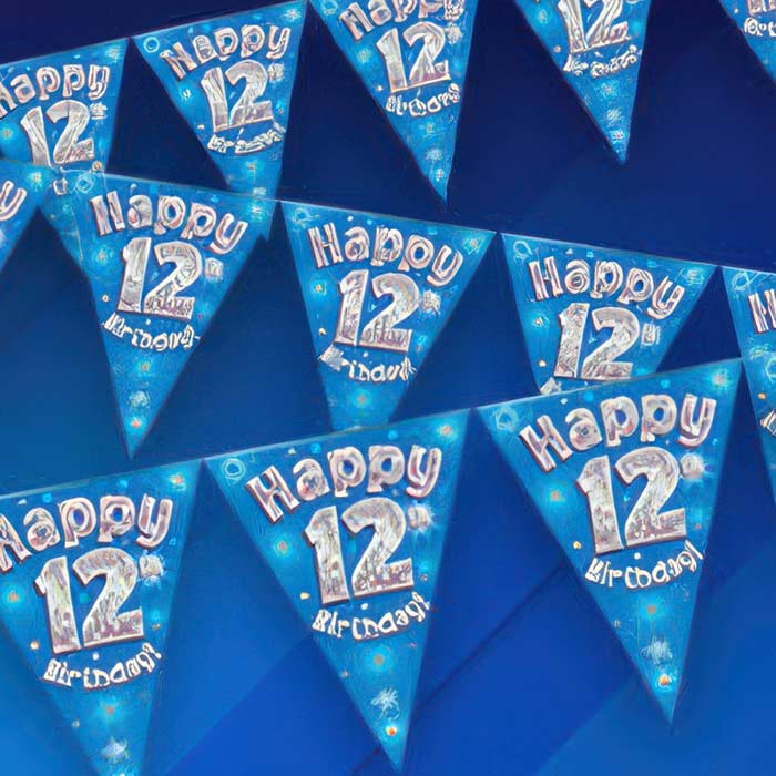 Blue Happy 12th Birthday Boy Party Supplies | Party Save Smile