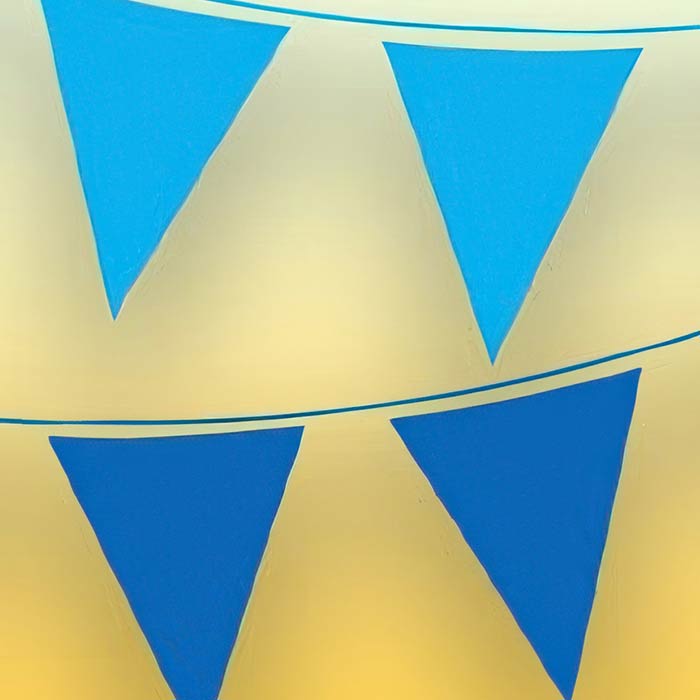 Decorative Blue Bunting Flags Ideal for Events, Parties, and Celebrations with a Calming Aesthetic