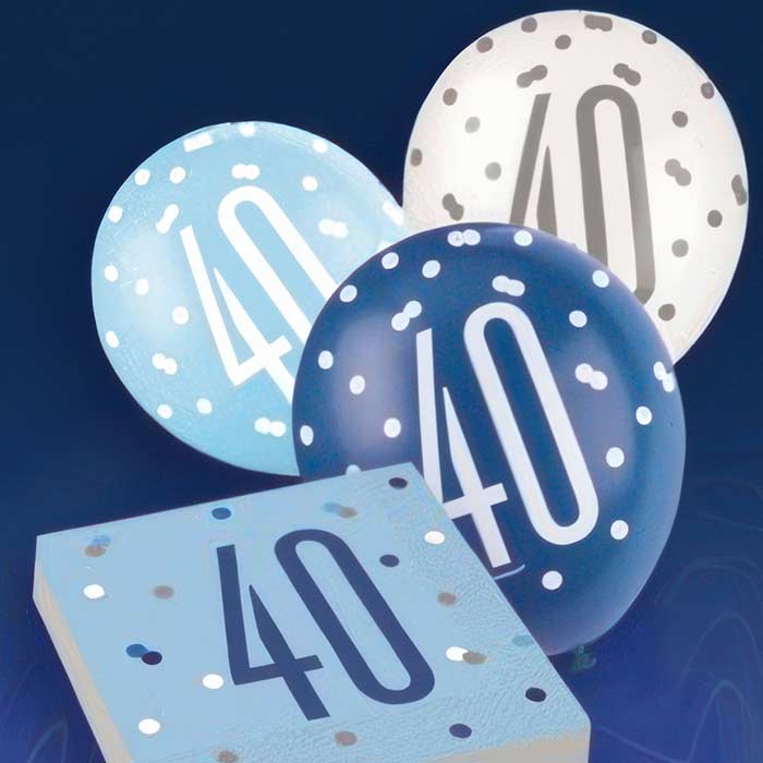 Blue Glitz 40th Birthday Party Supplies | Balloon | Decoration | Pack