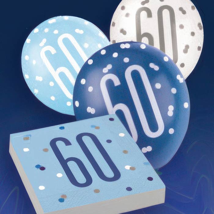 Blue and Silver 60th Birthday Decorations & Supplies | Party Save Smile