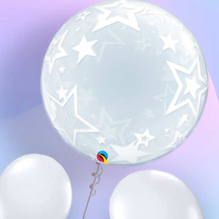 Collection of Clear Balloons including transparent designs and star-patterned options for customized decoration