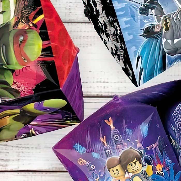 Vibrant Cube Shaped Character Balloons including popular characters for stylish party decoration