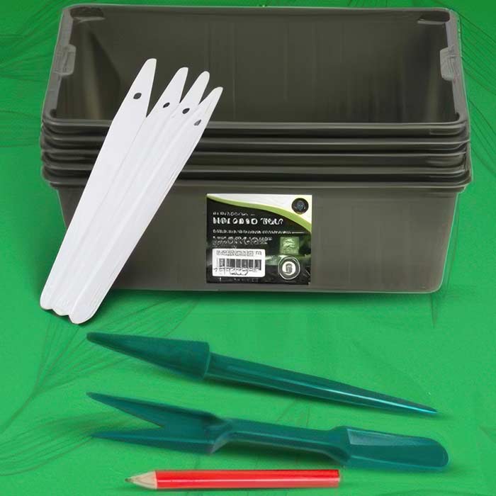 Gardening Accessories including planting tools, labels, and seed trays for effective gardening