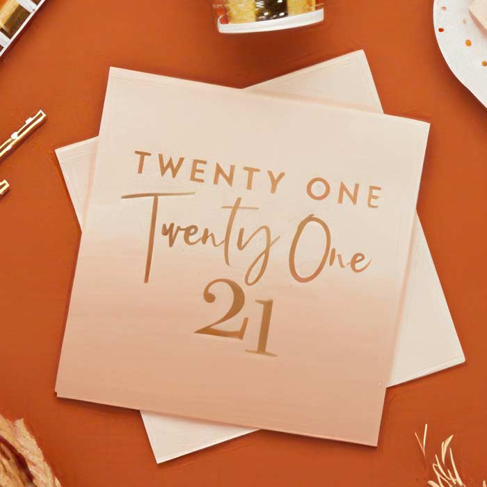 Gold and Nude Blush 21st Birthday Party Supplies | Party Save Smile