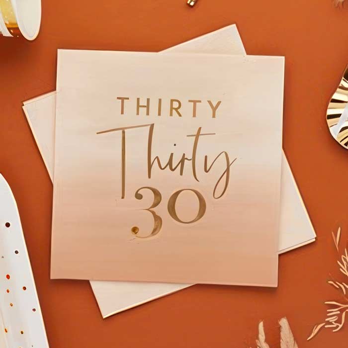 Gold and Nude Blush 30th Birthday Party Supplies | Party Save Smile